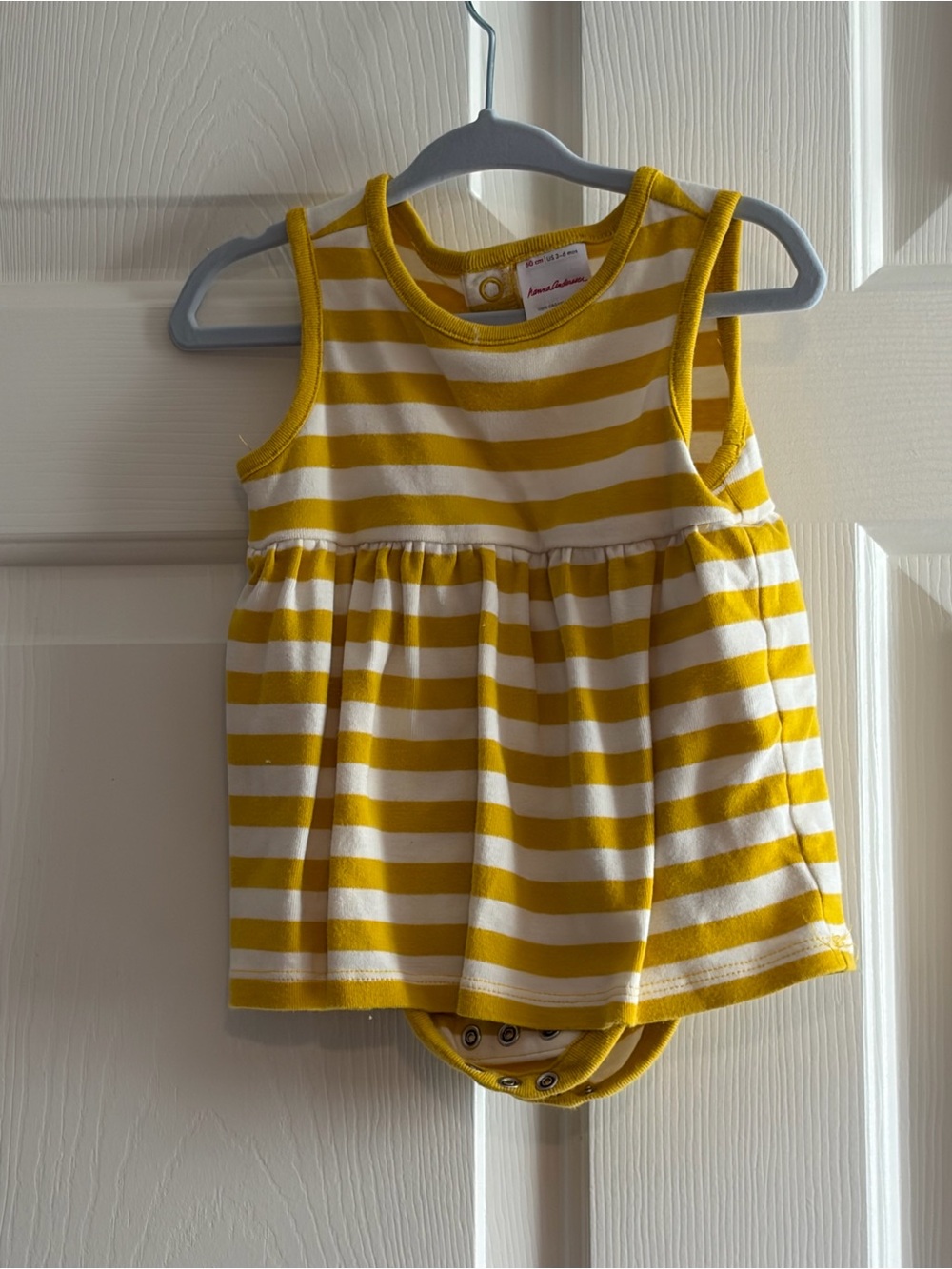 Hanna Andersson Yellow & White Striped Tank Dress Bodysuit